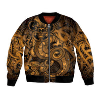Aotearoa Maori Hei Tiki Bomber Jacket Koura Kowhaiwhai Puhoro Motif