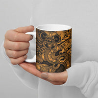 Aotearoa Maori Hei Tiki Ceramic Mug Koura Kowhaiwhai Puhoro Motif