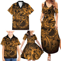 Aotearoa Maori Hei Tiki Family Matching Summer Maxi Dress and Hawaiian Shirt Koura Kowhaiwhai Puhoro Motif LT9 - Polynesian Pride