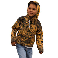 Aotearoa Maori Hei Tiki Kid Hoodie Koura Kowhaiwhai Puhoro Motif