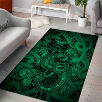 Aotearoa Maori Hei Tiki Area Rug Kakariki Kowhaiwhai Puhoro Motif
