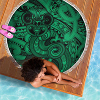 Aotearoa Maori Hei Tiki Beach Blanket Kakariki Kowhaiwhai Puhoro Motif