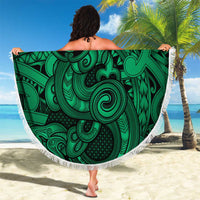 Aotearoa Maori Hei Tiki Beach Blanket Kakariki Kowhaiwhai Puhoro Motif