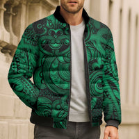 Aotearoa Maori Hei Tiki Bomber Puffer Jacket Kakariki Kowhaiwhai Puhoro Motif