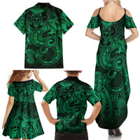 Aotearoa Maori Hei Tiki Family Matching Summer Maxi Dress and Hawaiian Shirt Kakariki Kowhaiwhai Puhoro Motif LT9 - Polynesian Pride