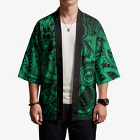 Aotearoa Maori Hei Tiki Kimono Kakariki Kowhaiwhai Puhoro Motif