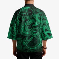 Aotearoa Maori Hei Tiki Kimono Kakariki Kowhaiwhai Puhoro Motif
