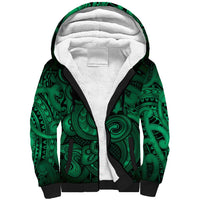 Aotearoa Maori Hei Tiki Sherpa Hoodie Kakariki Kowhaiwhai Puhoro Motif LT9 Unisex Green - Polynesian Pride