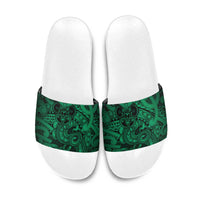 Aotearoa Maori Hei Tiki Slide Sandals Kakariki Kowhaiwhai Puhoro Motif