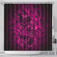 Aotearoa Maori Hei Tiki Shower Curtain Mawhero Kowhaiwhai Puhoro Motif
