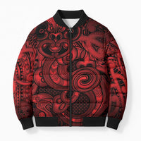 Aotearoa Maori Hei Tiki Bomber Puffer Jacket Whero Kowhaiwhai Puhoro Motif