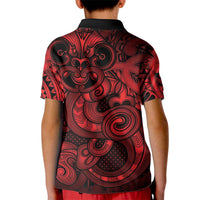 Aotearoa Maori Hei Tiki Kid Polo Shirt Whero Kowhaiwhai Puhoro Motif