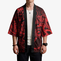 Aotearoa Maori Hei Tiki Kimono Whero Kowhaiwhai Puhoro Motif