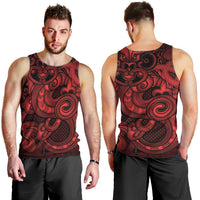 Aotearoa Maori Hei Tiki Men Tank Top Whero Kowhaiwhai Puhoro Motif