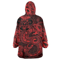 Aotearoa Maori Hei Tiki Wearable Blanket Hoodie Whero Kowhaiwhai Puhoro Motif LT9 - Polynesian Pride