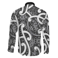 Aotearoa Maori Kowhaiwhai Family Matching Off The Shoulder Long Sleeve Dress and Hawaiian Shirt Kiwikiwi Puhoro and Patiki LT9 - Polynesian Pride