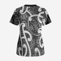 Aotearoa Maori Kowhaiwhai Scrub Top Kiwikiwi Puhoro and Patiki