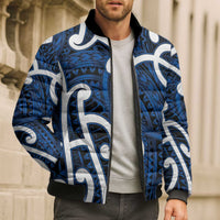 Aotearoa Maori Kowhaiwhai Bomber Puffer Jacket Kikorangi Puhoro and Patiki