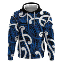 Aotearoa Maori Kowhaiwhai Hoodie Kikorangi Puhoro and Patiki