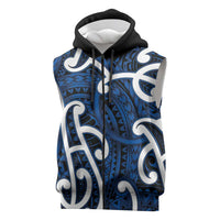 Aotearoa Maori Kowhaiwhai Sleeveless Zip Hoodie Kikorangi Puhoro and Patiki