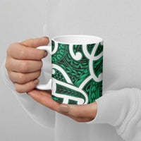 Aotearoa Maori Kowhaiwhai Ceramic Mug Kakariki Puhoro and Patiki