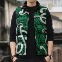 Aotearoa Maori Kowhaiwhai Sleeveless Puffer Jacket Kakariki Puhoro and Patiki