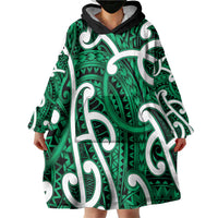 Aotearoa Maori Kowhaiwhai Wearable Blanket Hoodie Kakariki Puhoro and Patiki