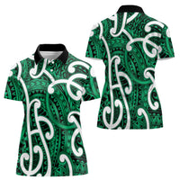 Aotearoa Maori Kowhaiwhai Women Polo Shirt Kakariki Puhoro and Patiki LT9 - Polynesian Pride