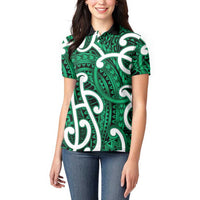 Aotearoa Maori Kowhaiwhai Women Polo Shirt Kakariki Puhoro and Patiki LT9 - Polynesian Pride
