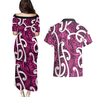 Aotearoa Maori Kowhaiwhai Couples Matching Puletasi and Hawaiian Shirt Mawhero Puhoro and Patiki LT9 - Polynesian Pride
