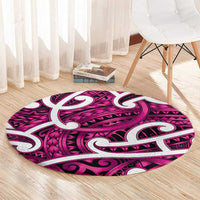 Aotearoa Maori Kowhaiwhai Round Carpet Mawhero Puhoro and Patiki