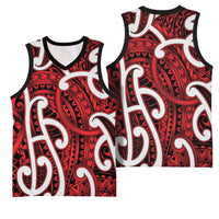 Aotearoa Maori Kowhaiwhai Basketball Jersey Whero Puhoro and Patiki