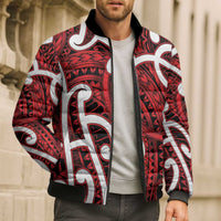 Aotearoa Maori Kowhaiwhai Bomber Puffer Jacket Whero Puhoro and Patiki
