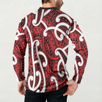 Aotearoa Maori Kowhaiwhai Button Sweatshirt Whero Puhoro and Patiki