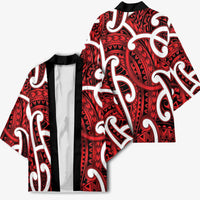 Aotearoa Maori Kowhaiwhai Kimono Whero Puhoro and Patiki
