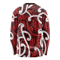 Aotearoa Maori Kowhaiwhai Long Sleeve Shirt Whero Puhoro and Patiki