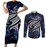 Micronesia Constitution Day Couples Matching Short Sleeve Bodycon Dress and Long Sleeve Button Shirt Since 1979 with Polynesian Hibiscus Pattern