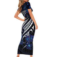 Micronesia Constitution Day Family Matching Short Sleeve Bodycon Dress and Hawaiian Shirt Since 1979 with Polynesian Hibiscus Pattern