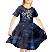 Micronesia Constitution Day Kid Short Sleeve Dress Since 1979 with Polynesian Hibiscus Pattern