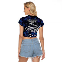 Micronesia Constitution Day Raglan Cropped T Shirt Since 1979 with Polynesian Hibiscus Pattern