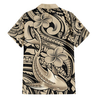 Polynesian Shark Tribal Tattoo Family Matching Short Sleeve Bodycon Dress and Hawaiian Shirt Beige Style LT9 - Polynesian Pride