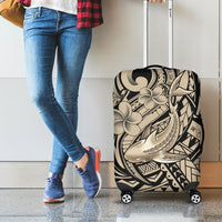 Polynesian Shark Tribal Tattoo Luggage Cover Beige Style
