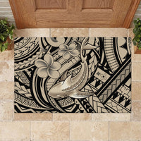 Polynesian Shark Tribal Tattoo Rubber Doormat Beige Style