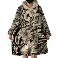 Polynesian Shark Tribal Tattoo Wearable Blanket Hoodie Beige Style LT9 - Polynesian Pride