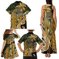 Wallis and Futuna Victory Day Family Matching Tank Maxi Dress and Hawaiian Shirt Since 1945 with Polynesian Platinum Floral Tribal LT9 - Polynesian Pride