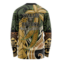Wallis and Futuna Victory Day Long Sleeve Shirt Since 1945 with Polynesian Platinum Floral Tribal