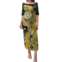 Wallis and Futuna Victory Day Puletasi Since 1945 with Polynesian Platinum Floral Tribal LT9 Long Dress Red - Polynesian Pride