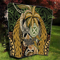 Wallis and Futuna Victory Day Quilt Since 1945 with Polynesian Platinum Floral Tribal