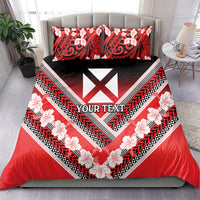 Personalised Wallis et Futuna Bedding Set Hibiscus and Polynesian Tribal Tattoos