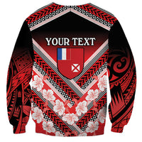 Personalised Wallis et Futuna Sweatshirt Hibiscus and Polynesian Tribal Tattoos